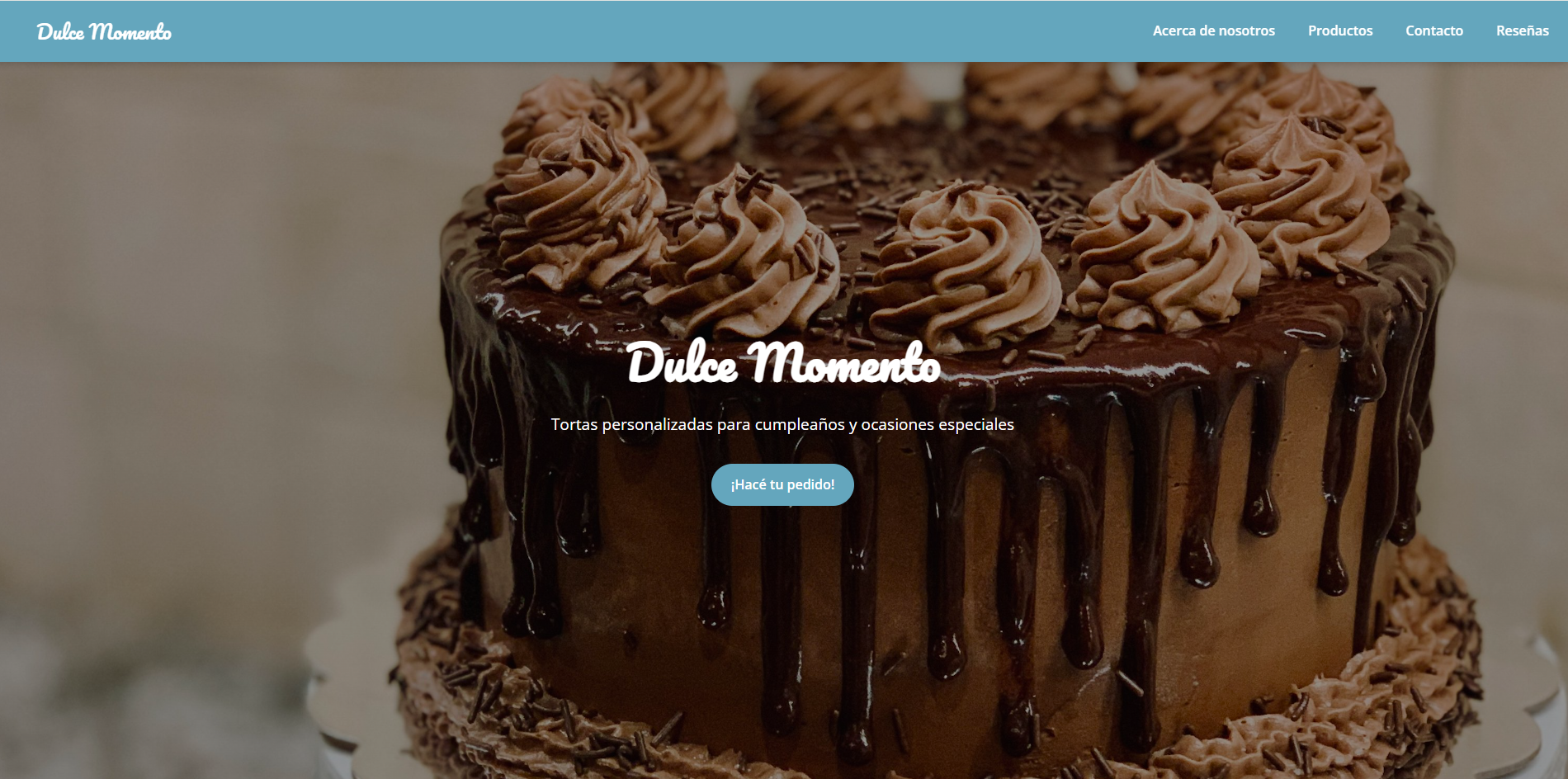 Captura del proyecto Dulce Momento, sitio web para pastelería