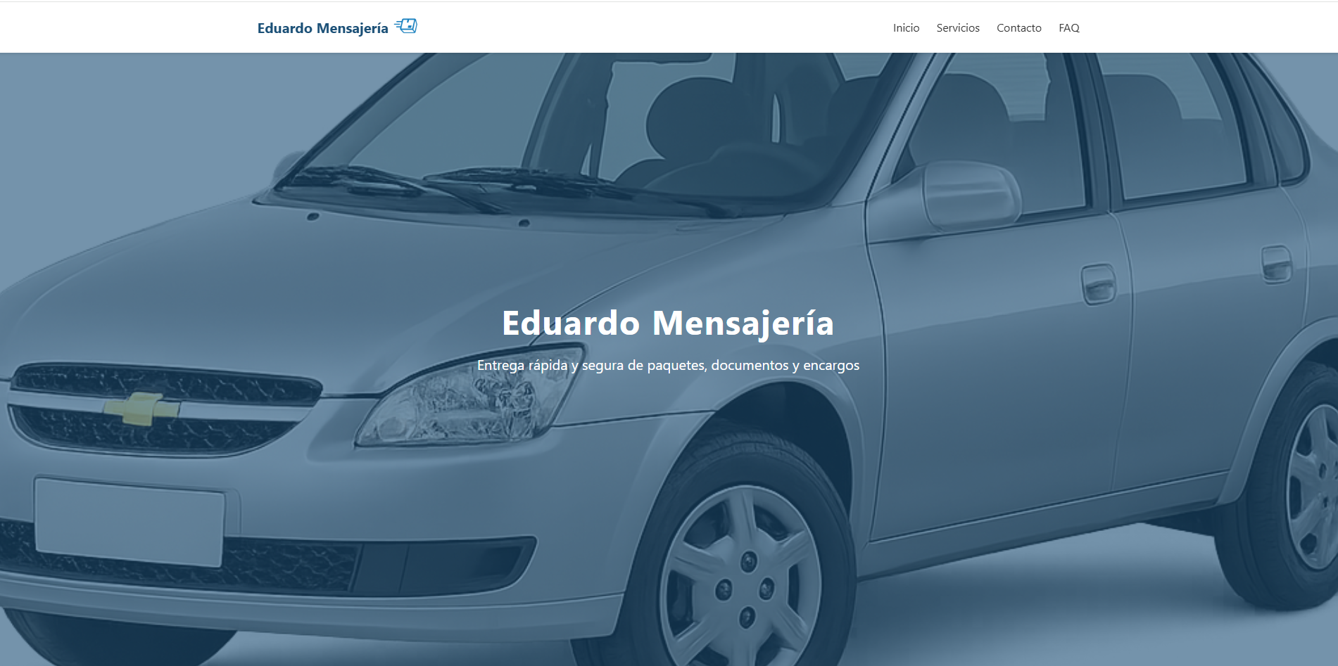 Captura del proyecto Eduardo Mensajeria, sitio de servicios de mensajeria, entregas, paquetes y similares